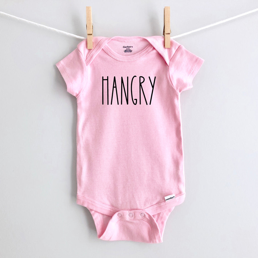 Hangry baby bodysuit - pink short sleeve