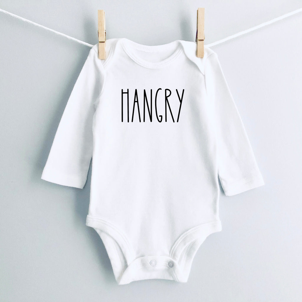 Hangry baby bodysuit - white long sleeve