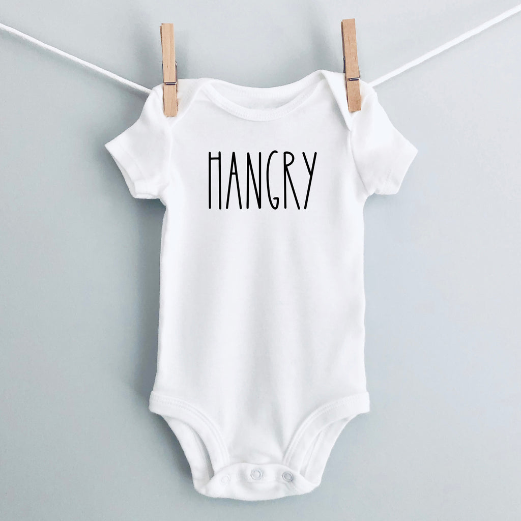 Hangry baby bodysuit - white short sleeve