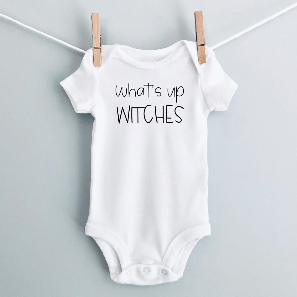 What's Up Witches baby bodysuit - white short sleeve