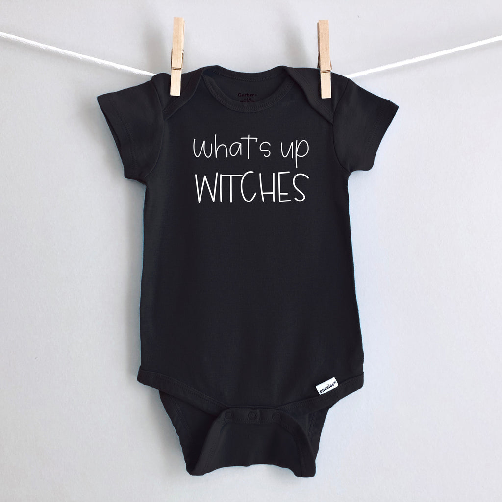 What's Up Witches baby bodysuit - black short sleeve