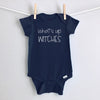 What's Up Witches baby bodysuit - navy short sleeve