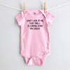 Don't Look at Me, That Smell Is Coming From My Daddy baby bodysuit - pink short sleeve