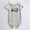 Powered by Milk baby bodysuit - gray short sleeve