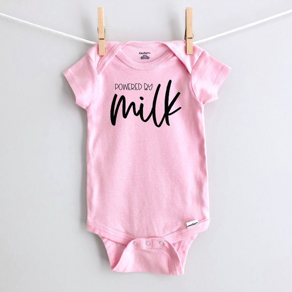 Powered by Milk baby bodysuit - pink short sleeve