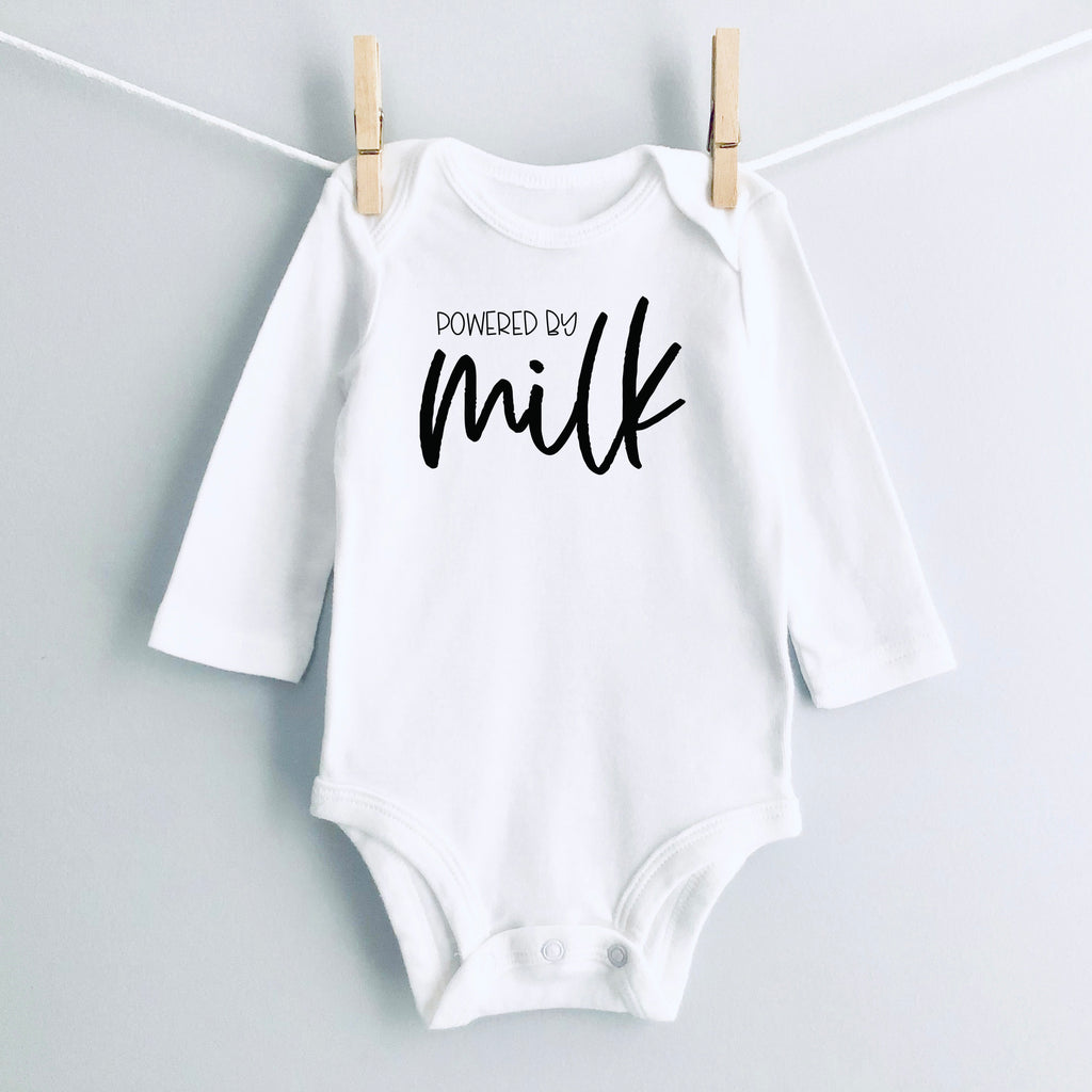 Powered by Milk baby bodysuit - white long sleeve