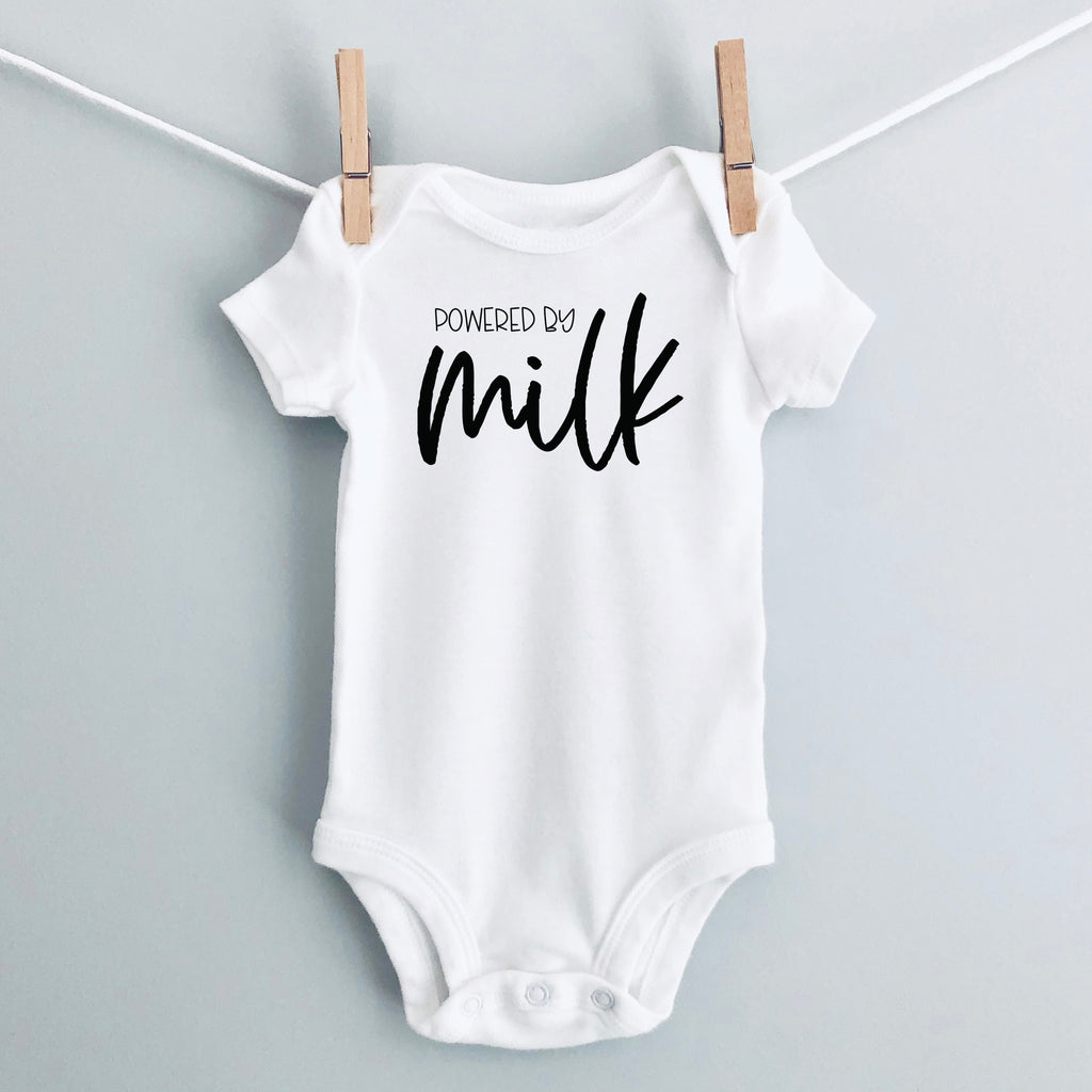 Powered by Milk baby bodysuit - white short sleeve