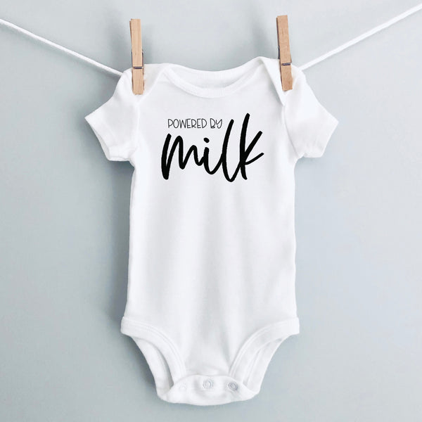 Powered by Milk baby bodysuit - white short sleeve