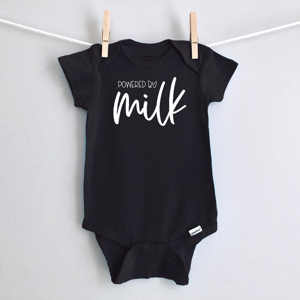 Powered by Milk baby bodysuit - black short sleeve