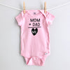Mom + Dad = Me baby bodysuit - pink short sleeve