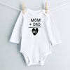 Mom + Dad = Me baby bodysuit - white long sleeve