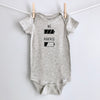 Battery: Me and Parents baby bodysuit - gray short sleeve