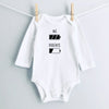 Battery: Me and Parents baby bodysuit - white long sleeve