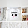 Troublemaker, Just Like My Aunt personalized baby bodysuit lifestyle photo - white bodysuit folded in a dresser drawer