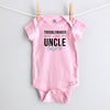 Troublemaker, Just Like My Uncle personalized baby bodysuit - pink short sleeve