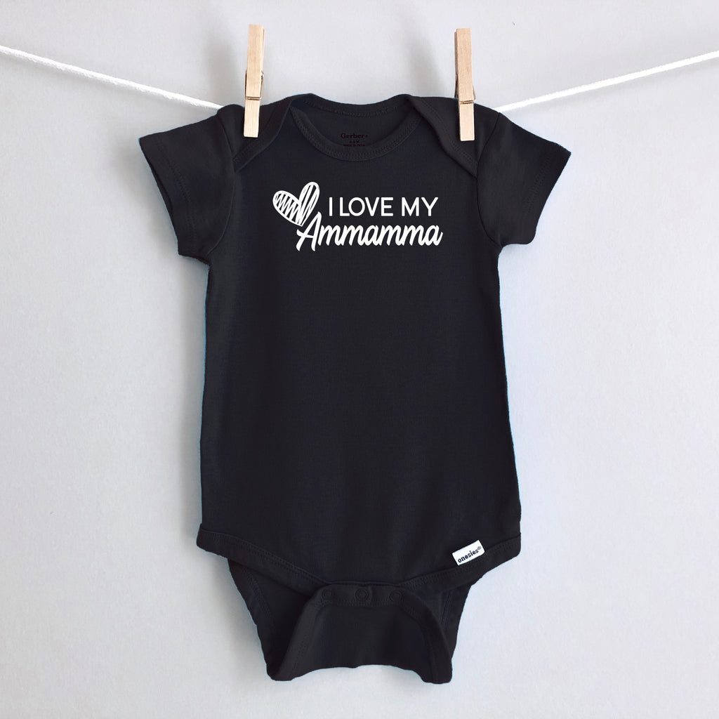 I Love My Ammamma baby bodysuit - black short sleeve