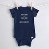 50% Mom, 50% Dad = 100% Perfect baby bodysuit - navy short sleeve