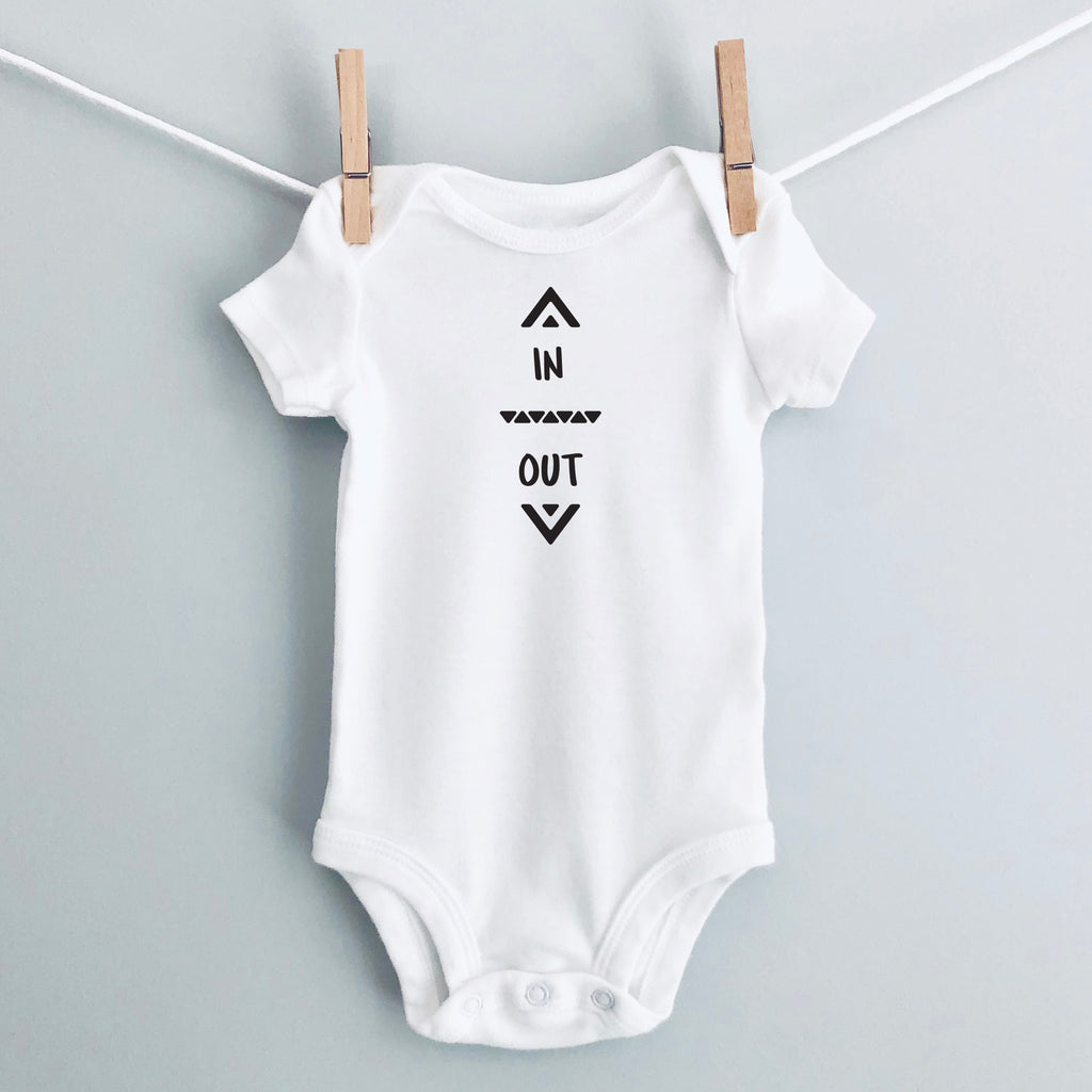 In and Out baby bodysuit - white short sleeve