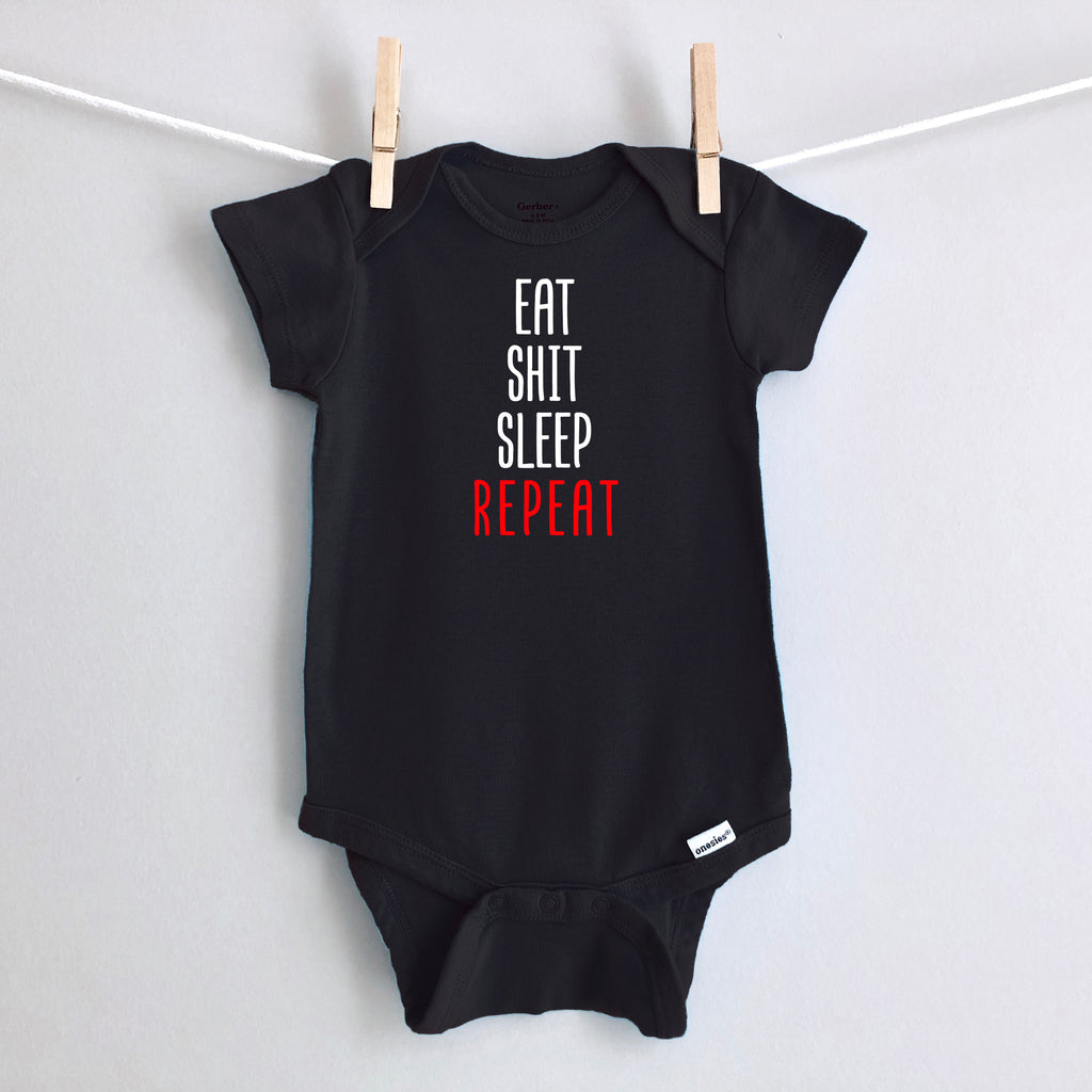 Eat Shit Sleep Repeat baby bodysuit - black short sleeve