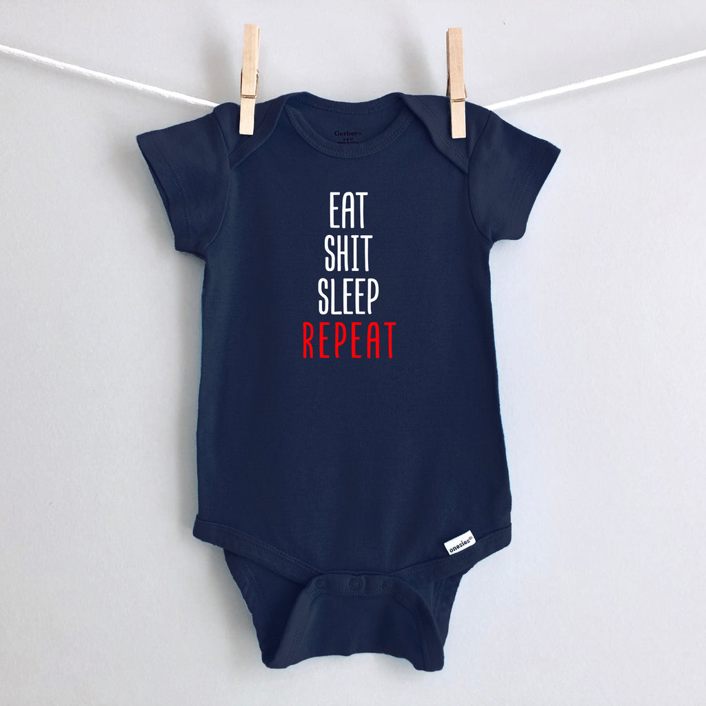 Eat Shit Sleep Repeat baby bodysuit - navy short sleeve