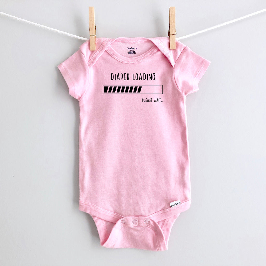 Diaper Loading, Please Wait.... baby bodysuit - pink short sleeve