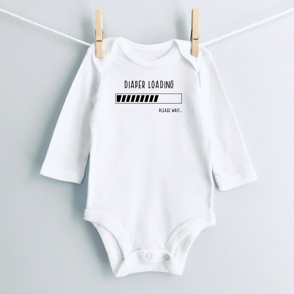 Diaper Loading, Please Wait.... baby bodysuit - white long sleeve