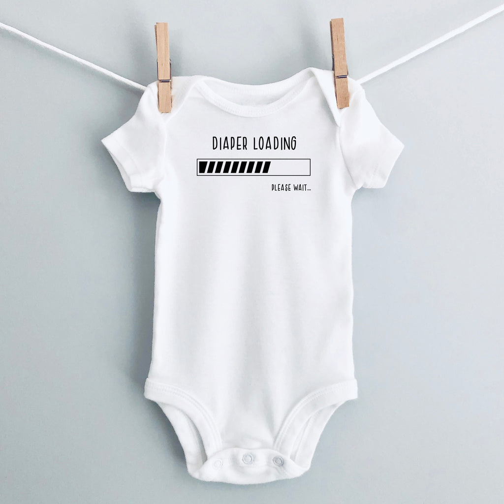 Diaper Loading, Please Wait.... baby bodysuit - white short sleeve