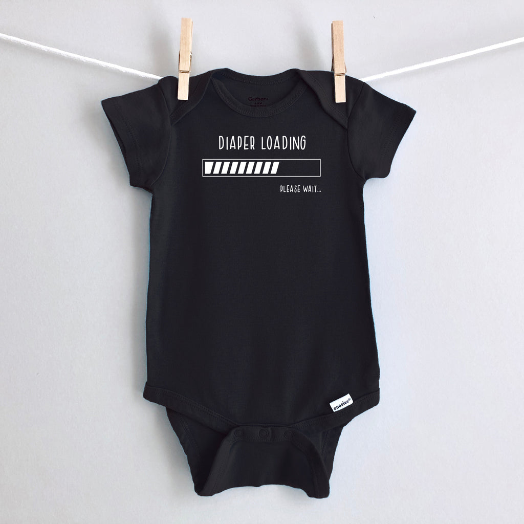 Diaper Loading, Please Wait.... baby bodysuit - black short sleeve