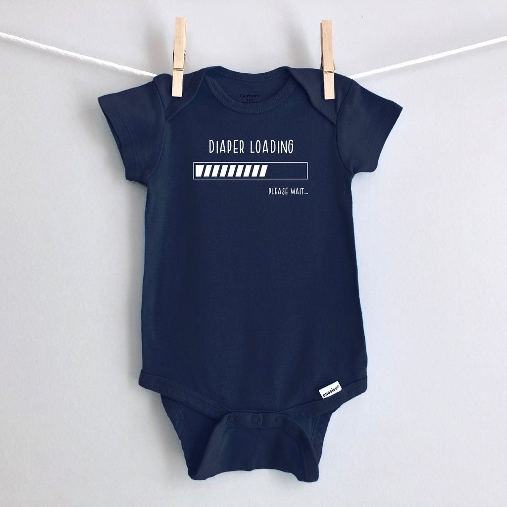 Diaper Loading, Please Wait.... baby bodysuit - navy short sleeve