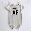Needy AF baby bodysuit - gray short sleeve