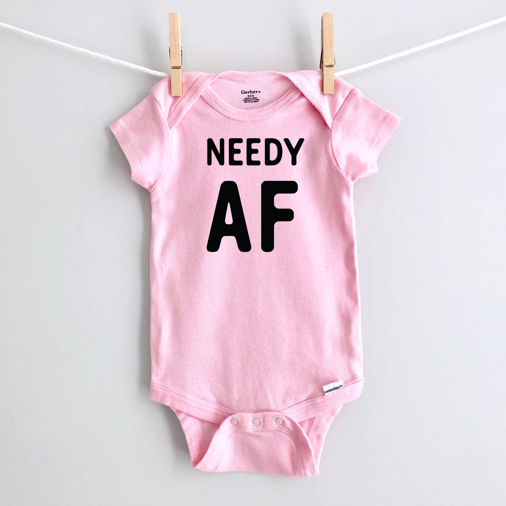 Needy AF baby bodysuit - pink short sleeve