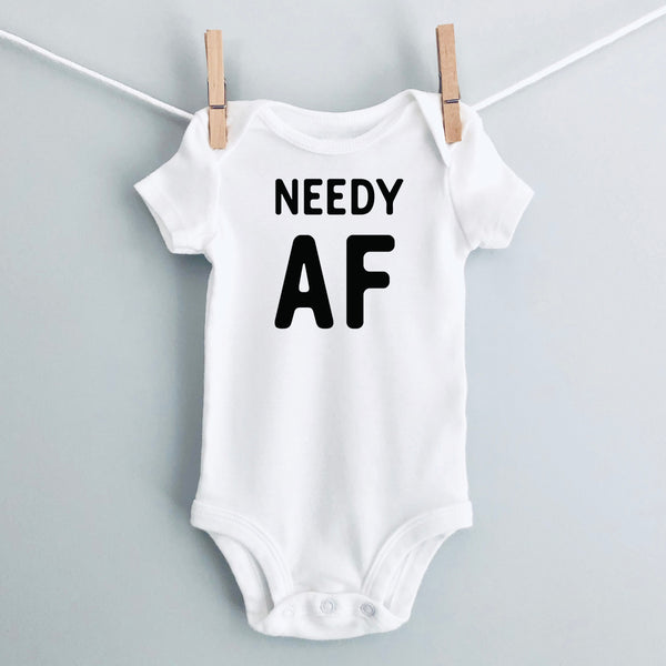 Needy AF baby bodysuit - white short sleeve