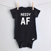 Needy AF baby bodysuit - black short sleeve