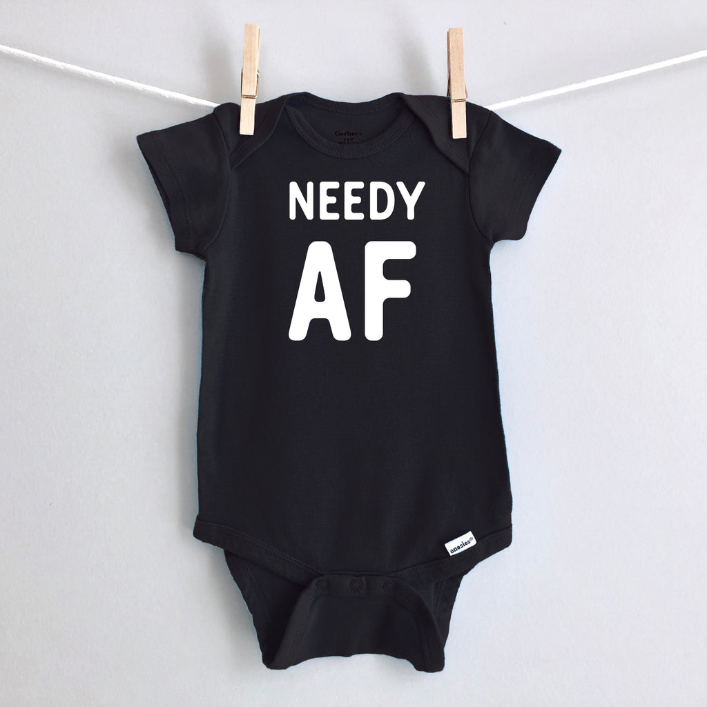 Needy AF baby bodysuit - black short sleeve