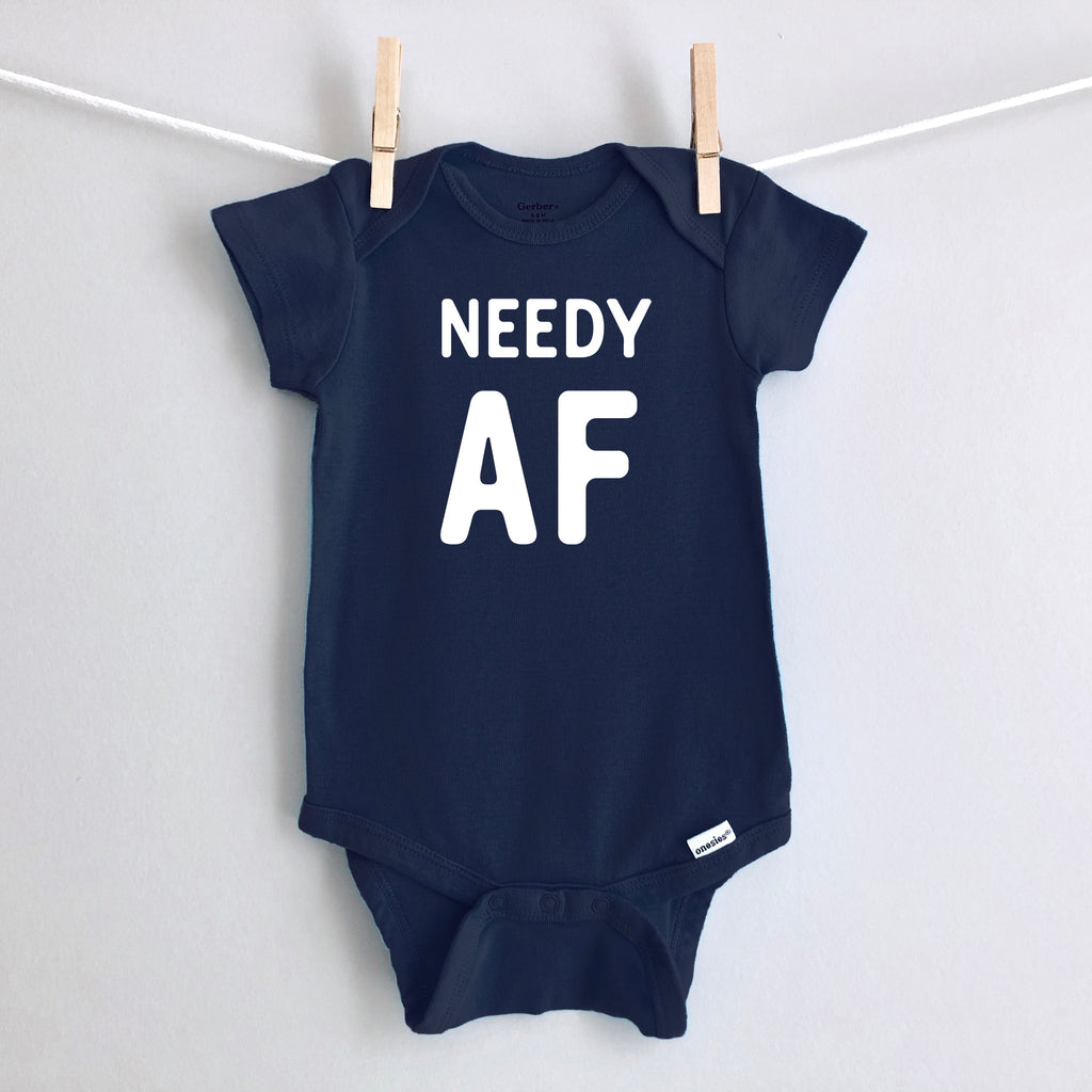 Needy AF baby bodysuit - navy short sleeve