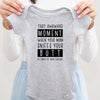 That Awkward Moment When Your Mom Sniffs Your Butt in Front of Your Friends baby bodysuit lifestyle photo - gray bodysuit being held by an adult