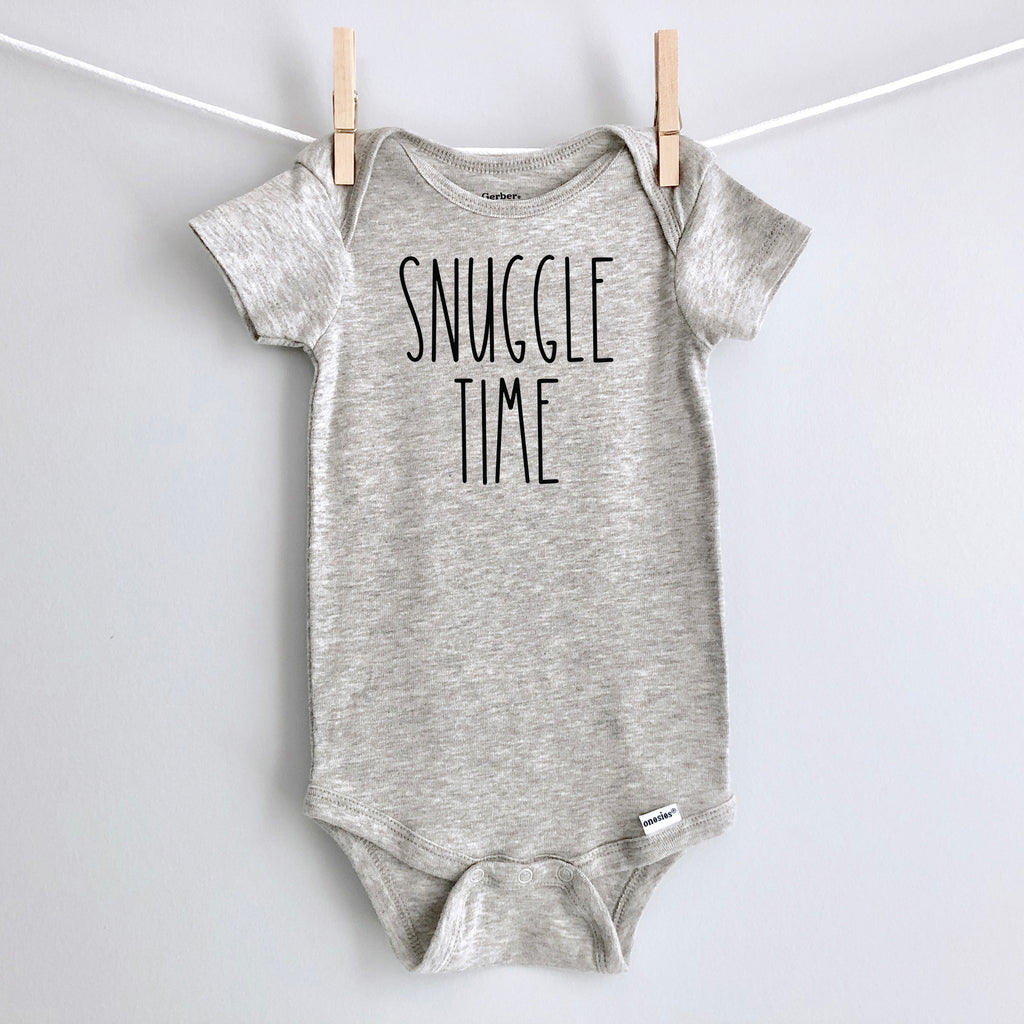 Snuggle Time Baby Bodysuit - Gray Short Sleeve