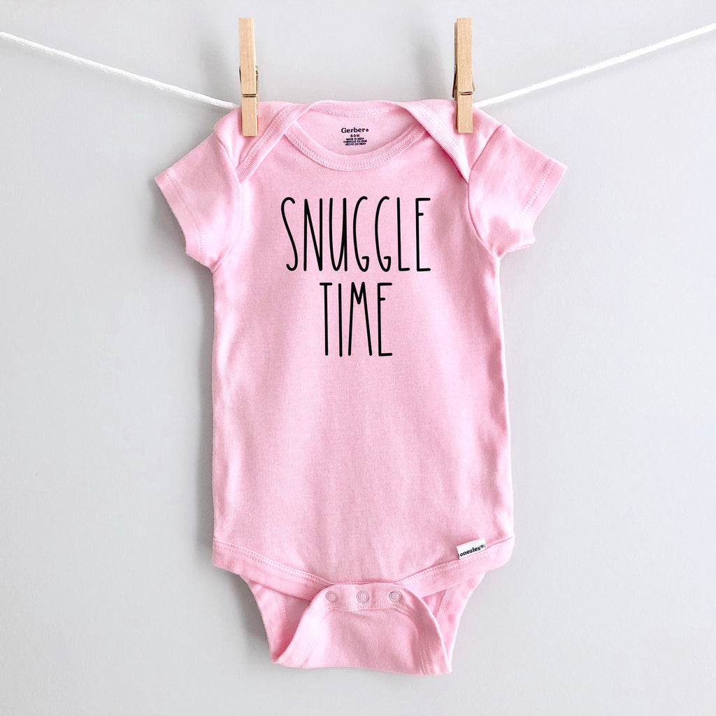Snuggle Time Baby Bodysuit - Pink Short Sleeve