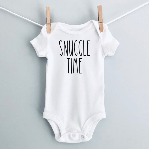 Snuggle Time Baby Bodysuit - White Short Sleeve