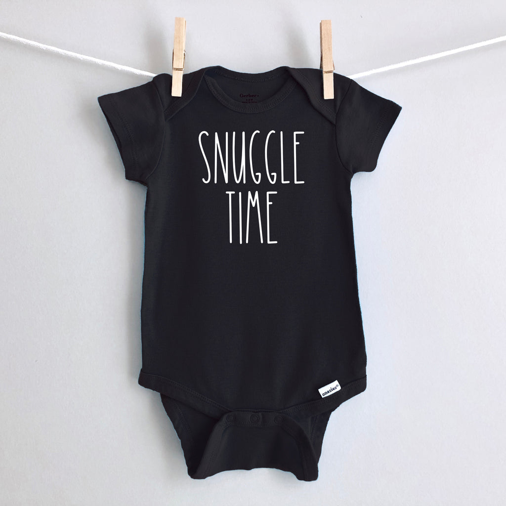 Snuggle Time Baby Bodysuit - Black Short Sleeve