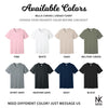 "I'm Fine, Everything Is Fine" Duck T-Shirt Color Chart - Pink, White, Sand, Military Green, Athletic Heather, Dark Heather Gray, Navy, Black