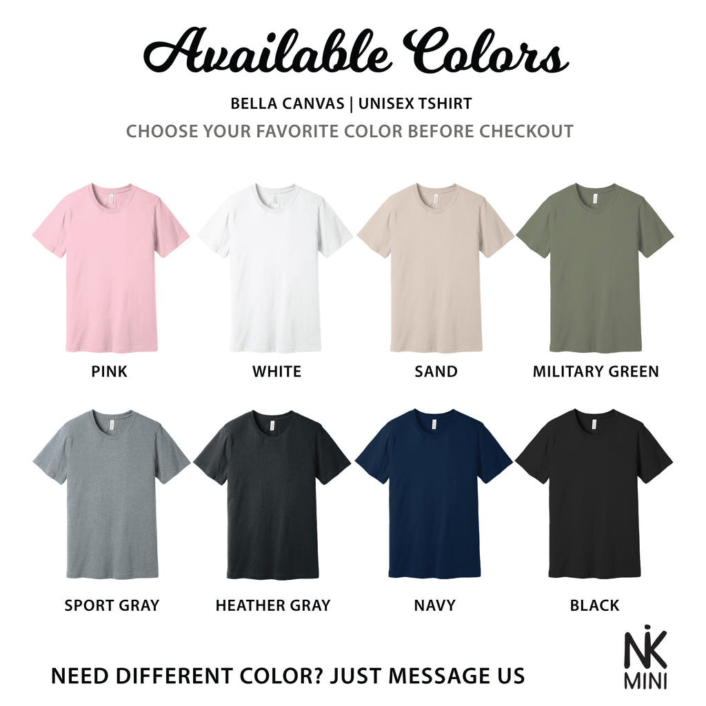 "I'm Fine, Everything Is Fine" Duck T-Shirt Color Chart - Pink, White, Sand, Military Green, Athletic Heather, Dark Heather Gray, Navy, Black