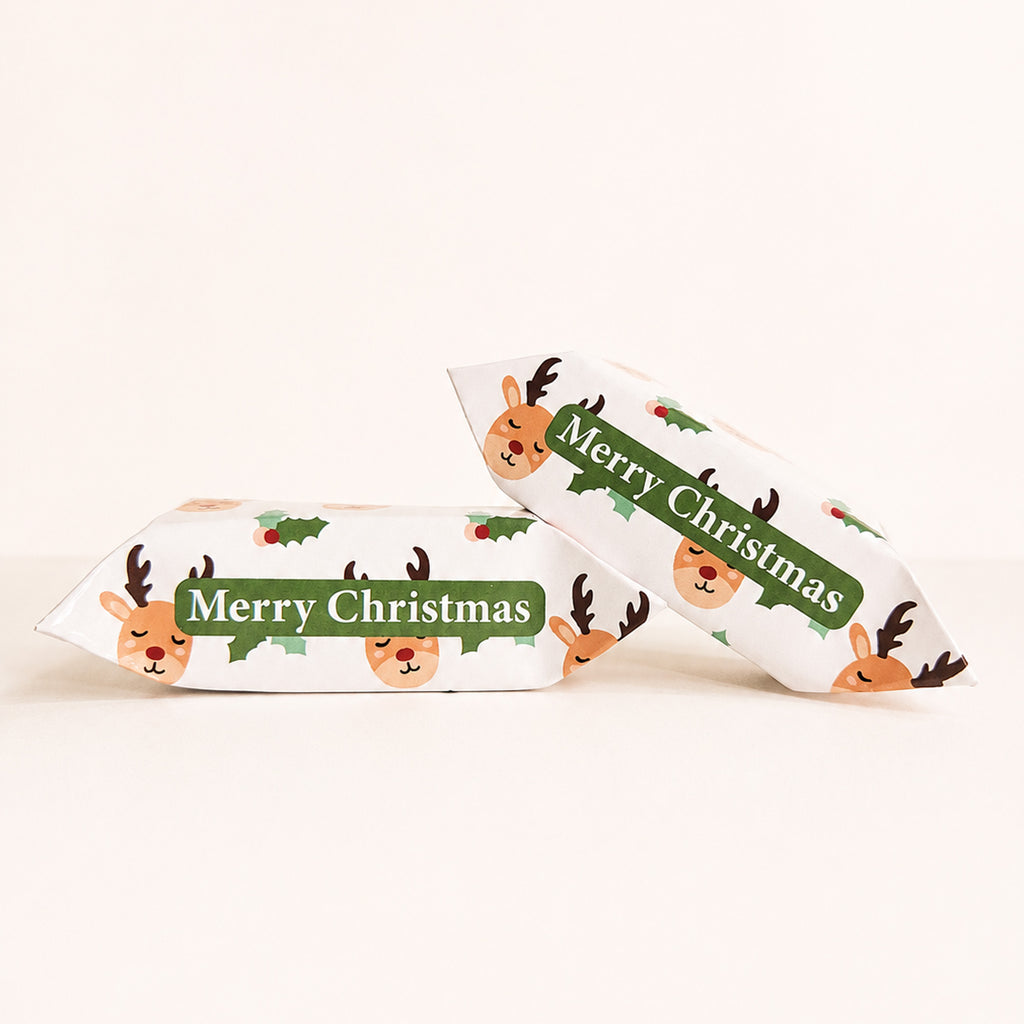 Merry Christmas White Sleepy Reindeer Krówki - main design