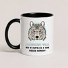 A Black 11oz ceramic Polish coffee mug featuring a detailed wolf illustration and a bold Polish quote (Prawdziwy Wilk / Prawdziwa Wilczyca)