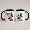 Personalized Polish pigeon mug with custom name, reading 'bądź jak gołąb, sraj na wszystko', black 11oz mug