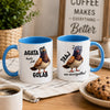 Personalized funny Polish pigeon mug with custom name, lifestyle photo