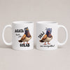 Personalized Polish pigeon mug with custom name, reading 'bądź jak gołąb, sraj na wszystko', white 11oz mug