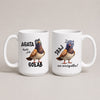 Personalized Polish pigeon mug with custom name, reading 'bądź jak gołąb, sraj na wszystko', white 15oz mug