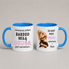 Blue 11oz ceramic Polish coffee mug featuring sassy cartoon girl design and personalized name