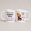 White 11oz ceramic Polish coffee mug featuring sassy cartoon girl design and personalized name